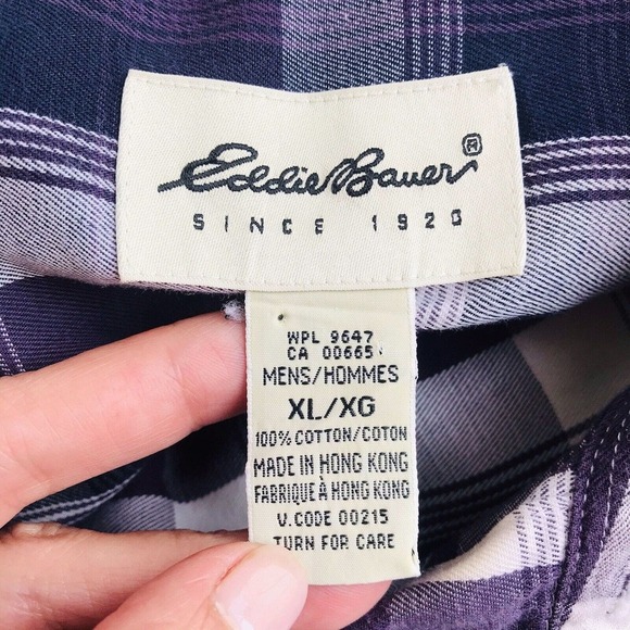 EDDIE BAUER Shirt Mens XL Button Down Relaxed Fit Plaid Long Sleeve 100% Cotton - Picture 4 of 9